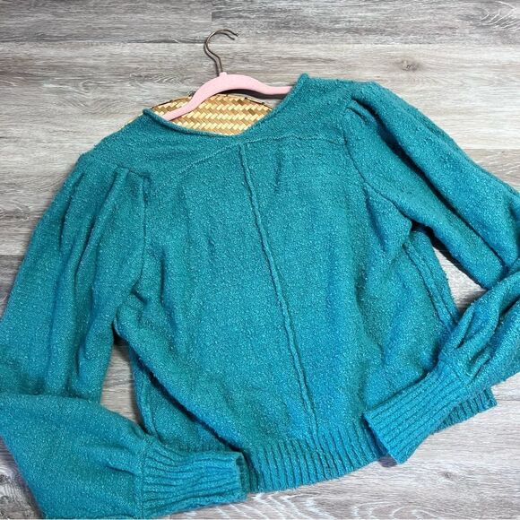 Free people reverie v neck puff sleeve sweater women’s size‎ S - Picture 3 of 8